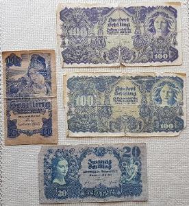 Staré bankovky Rakousko Schillingy 1945