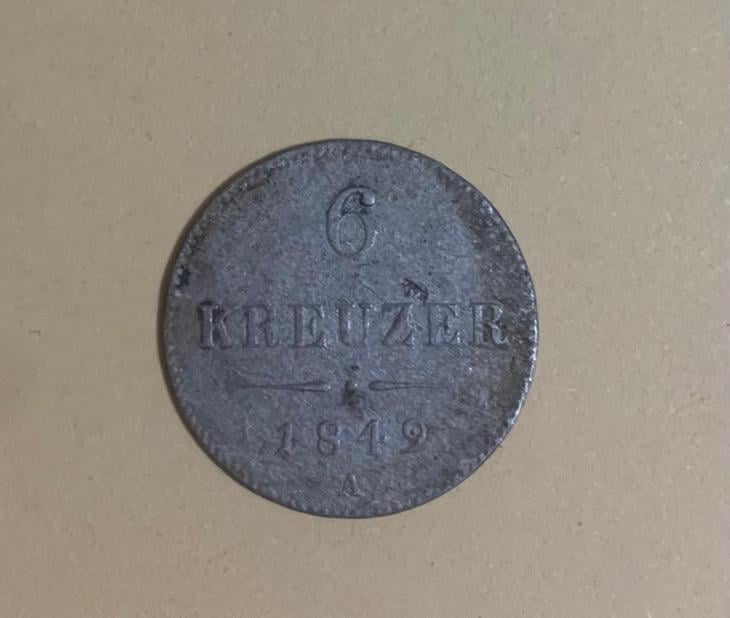 6 Kreuzer, 1849 A, František Josef I. - Numismatika