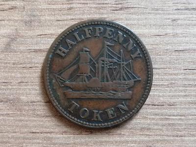 1/2 Penny 1858 Ostrov prince Edvarda koloniální mince Kanada Amerika