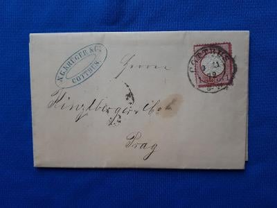Skládaný dopis COTTBUS-PRAHA-firemní 9.11.1872