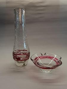 Váza s popelnikem, krakelované sklo, Lednické rovné 