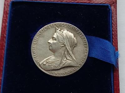 Stříbrná medaile Jubilejní diamantové královny Viktorie 1837-1897.