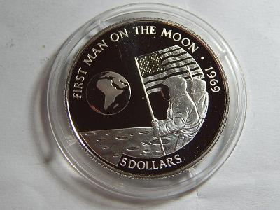 Cook Islands 5 Dollar 1991 měsíc 10,13g 500Ag PROOF čMŘ01