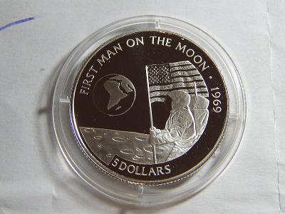 Cook Islands 5 Dollar 1991 měsíc 10,13g 500Ag PROOF čMŘ01
