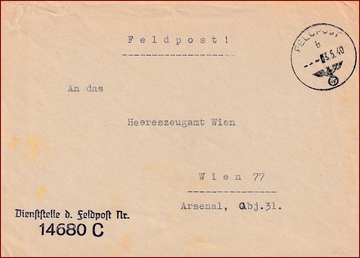 Deutsches Reich * Briefstempel, Feldpost obálka, pečiatka VH * F014 - Filatelia