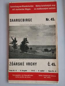 1942*Turistická mapa s značkovanými cestami*Saargebirge*Žďárské vrchy 