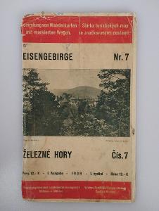 1939*Turistická mapa s značkovanými cestami*Riesengebirge*Železné hory