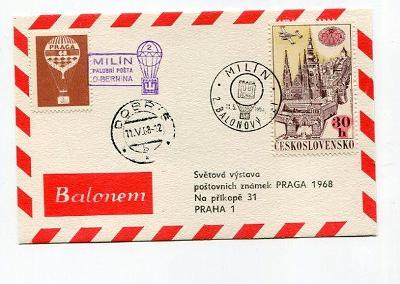 BALONOVÁ POŠTA - VÝSTAVA PRAGA  1968  /AA 4-7