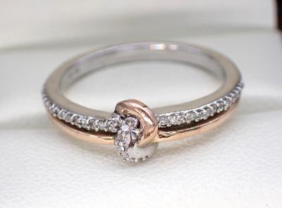 Prsten- zlato+ stříbro+ diamanty 0,15ct