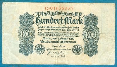 Německo 100 marek 4.8.1922 serie C