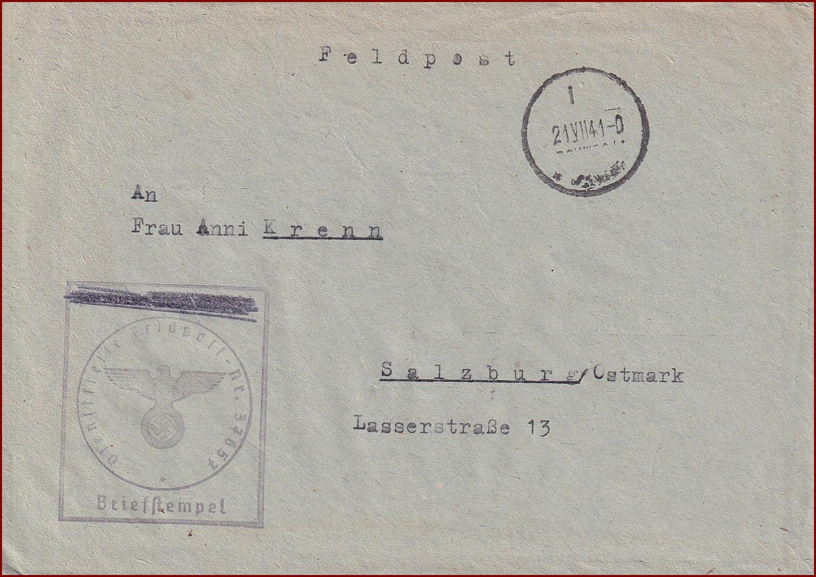Deutsches Reich * Briefstempel, Feldpost obálka, pečiatka VH * F031 - Filatelia