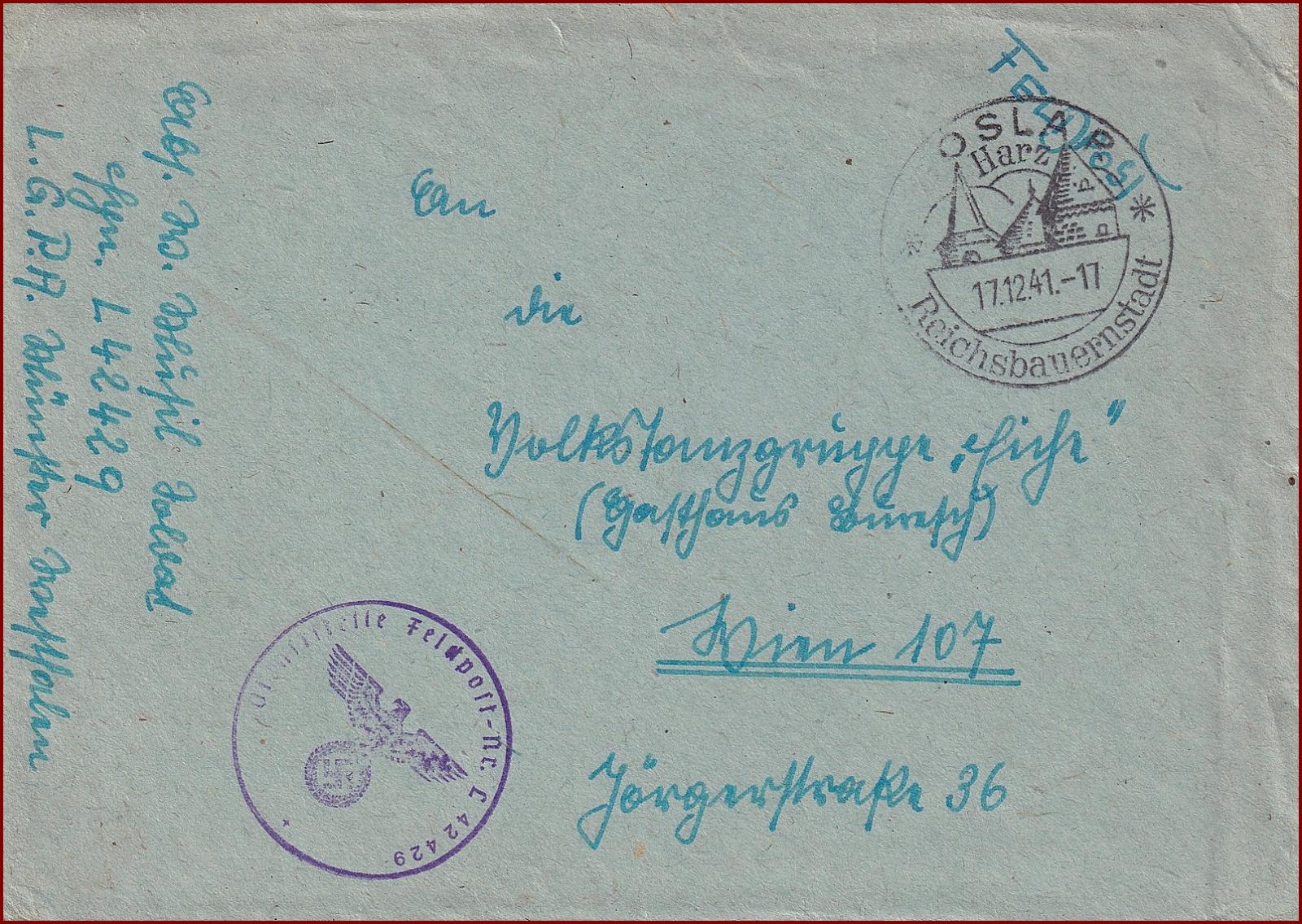 Deutsches Reich * Briefstempel, Feldpost obálka, pečiatka VH * F040 - Filatelia