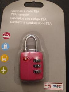 zámek visací TSA 3 místný,  růžový 
