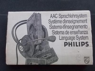 Originál stará audio sada kazet a kniha učebnice  Španělštiny Philips
