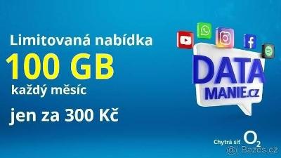 O2 SIM Datamánie 100GB - Nová - Doprava ZDARMA