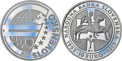 SR, 10 Euro, Národní banka, 2013, Ag 0,900, váha 18 gramů, PROOF 