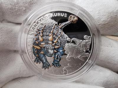 Stříbrná mince Pravěký svět - Ankylosaurus proof