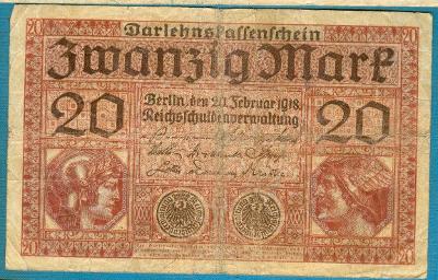 Německo 20 marek 20.2.1918 serie M