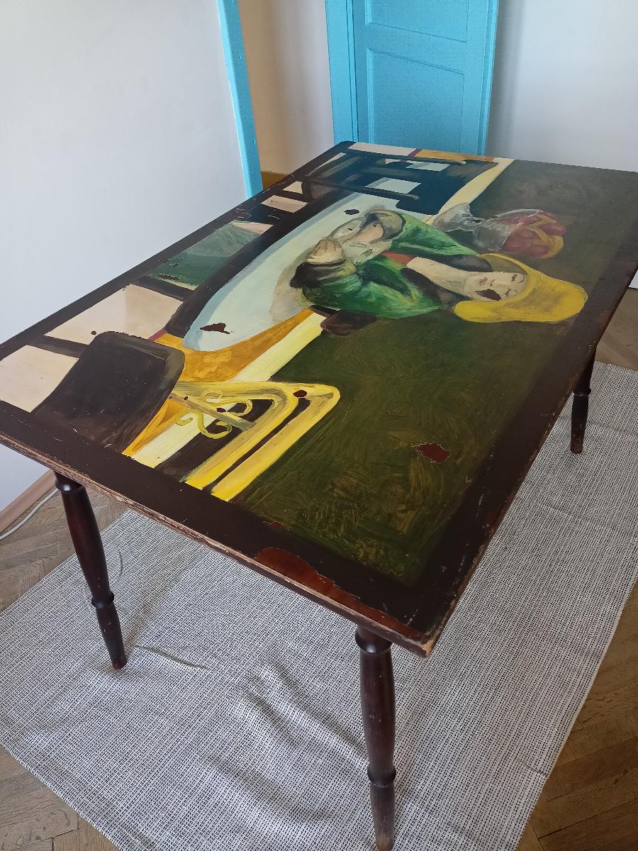 Stůl s malbou - Starožitnosti
