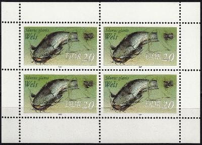 Německo / NDR / DDR 1987 Mi.3097 MNH ** aršík, fauna - zvířata - ryby