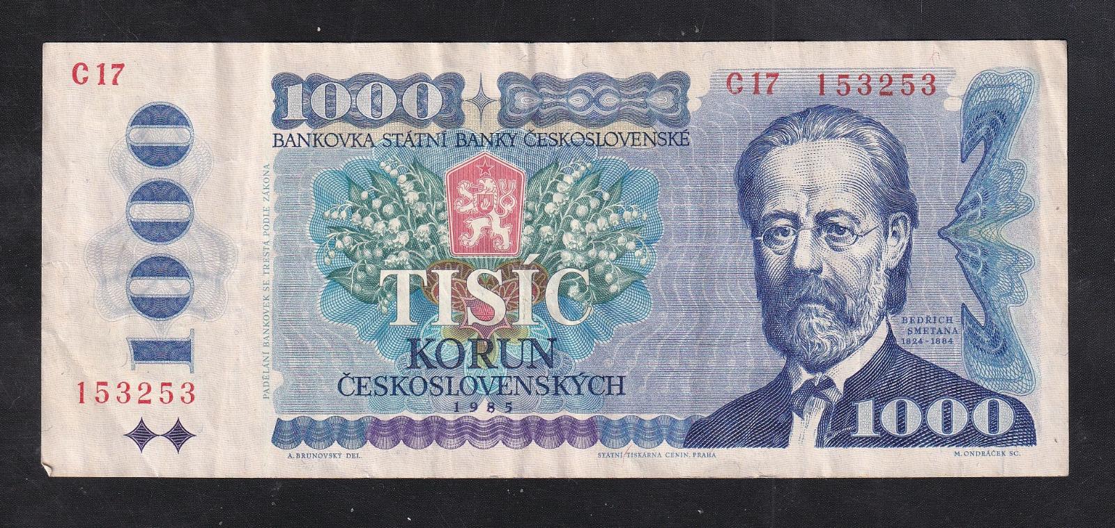 1000 KORUN 1985 SMETANA - KRÁSNA - Bankovky