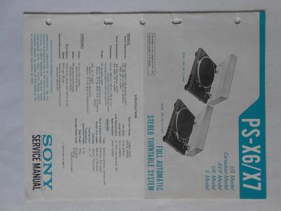 SERVICE MANUAL SONY PS -X6 / X7 FULL AUTOMATIC STEREO TURNTABLE SYSTEM