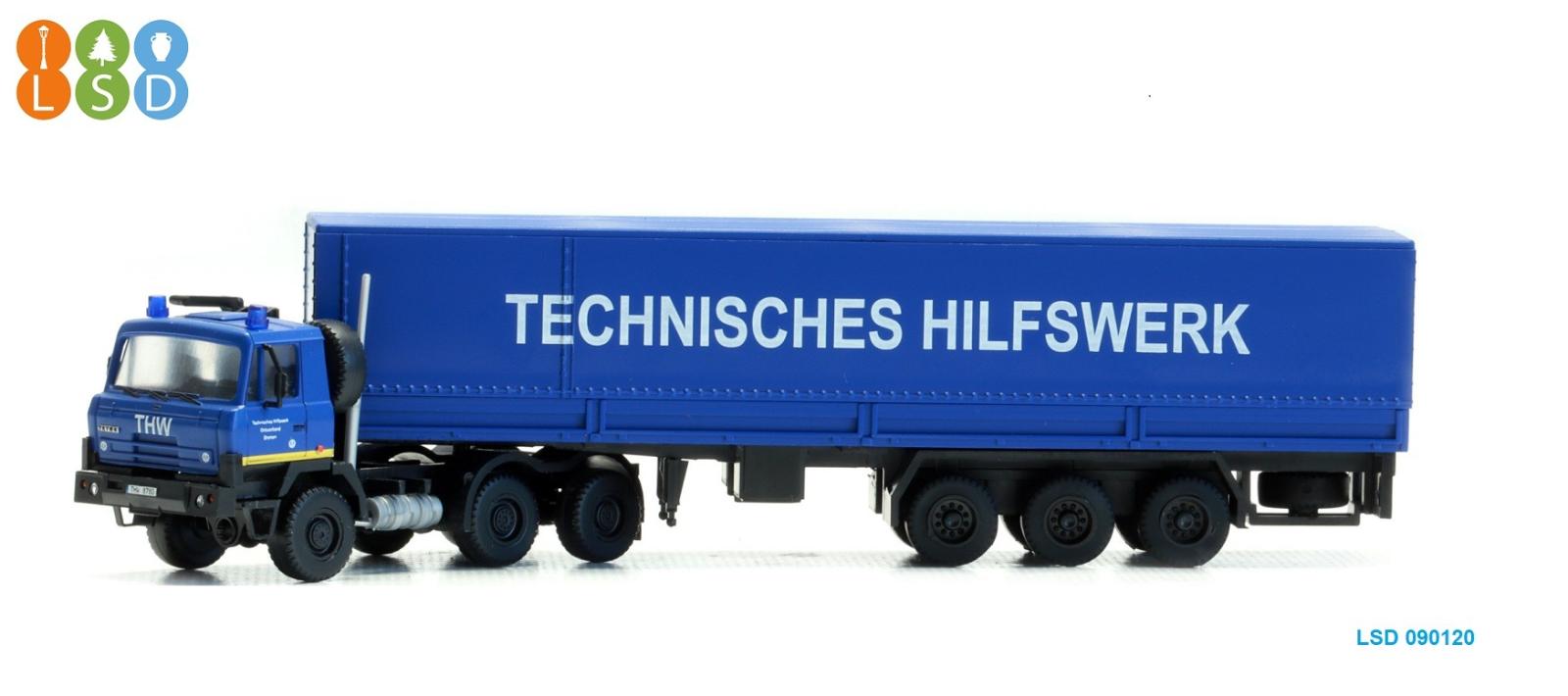 090120 H0 - Tatra T815 dlhý modrý náves plachta THW - Modelové železnice