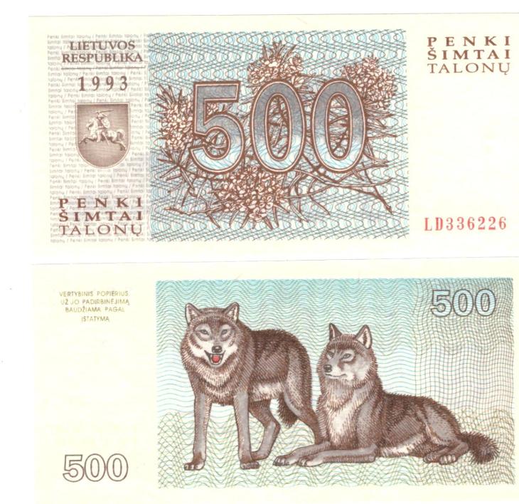 Litva 500 Talonu 1993 UNC Pick 46 - Bankovky