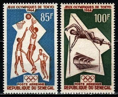 ** SENEGAL: Séria Letná olympiáda TOKIO 1964, kat. 6,- Mi€ - Známky