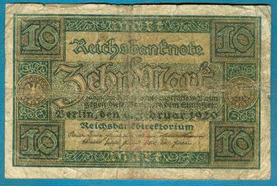 Německo 10 marek 6.2.1920 podtisk D série M