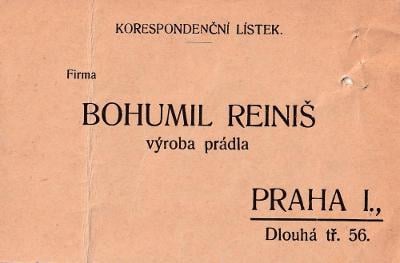 Dopisnice, Výroba prádla, Reiniš, Praha, 1927