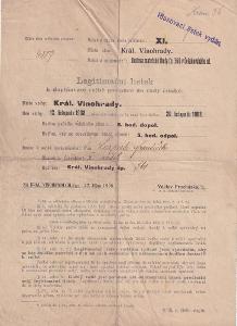 Účet, Legitimační lístek, Praha Vinohrady, 1908