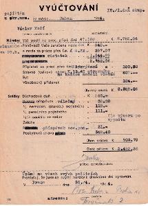 Účet, Vyúčtování, Nároky a srážky, 1944