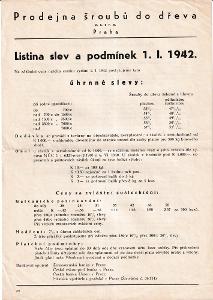 Leták, Prodejna šroubů do dřeva, Praha, 1942