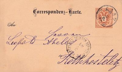 Dopisnice, Červený Kostelec, 1884