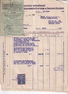 Účet, Mannesmannové truby, obchod železem, 1934