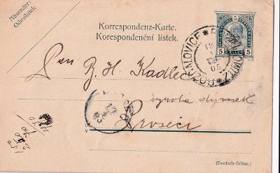 Dopisnice, Rožďalovice, Prosec, 1903