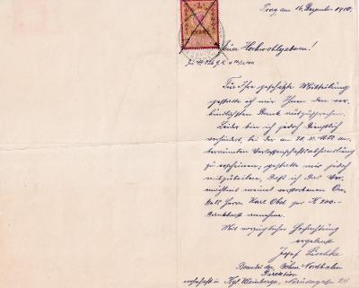 Účet, Dopis, Vaše výsosti, Praha, 1910