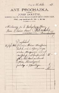 Účet, Jantarové zboží, Praha, 1913