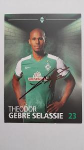 SV Werder Bremen - Theodor Gebre Selassie - karta s podpisem