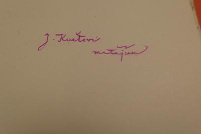 Antonín Matějček - Kniha "O umění a umělcích" s podpisem, 1948