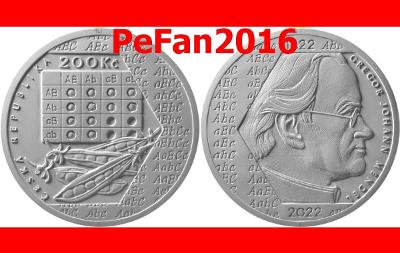 200 Kč - Stříbrná pamětní mince ČNB - Gregor Johann Mendel - BK