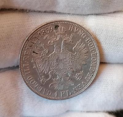 1 zlatník 1859 B, mincovna Kremnice, FJI
