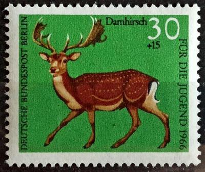 WEST BERLIN: MiNr.293 Fallow Deer 30pf+15pf, Animals Semi-Post ** 1966
