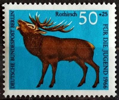 WEST BERLIN: MiNr.294 Red Deer 50pf+25pf, Animals, Semi-Postal ** 1966