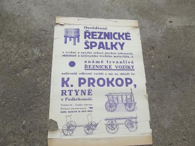 Řeznictví Rtyně pod Krkonoší - starý reklamní plakát 