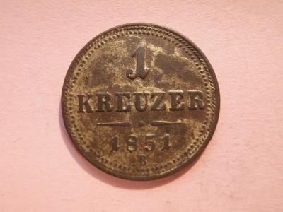 1 Krejcar 1851 A ,   dobově zlacený