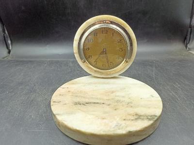 Mramorová miska 16 cm s hodinami 11 cm s budíkem funkční cm (16645)