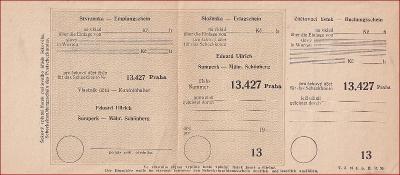 Šekový vplatní lístek (složenka) - Eduard Ullrich Šumperk * F131