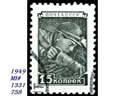 SSSR 1949, horník se sbíječkou